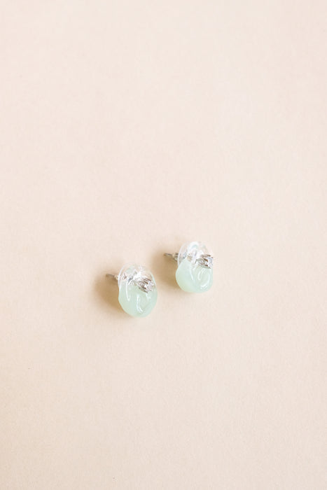 Tiny Waterdrop Earrings - Jade Green/Clear