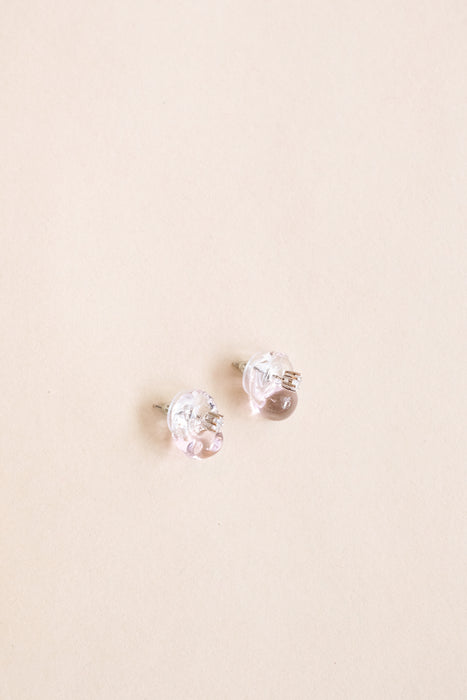 Tiny Waterdrop Earrings - Pink/Clear