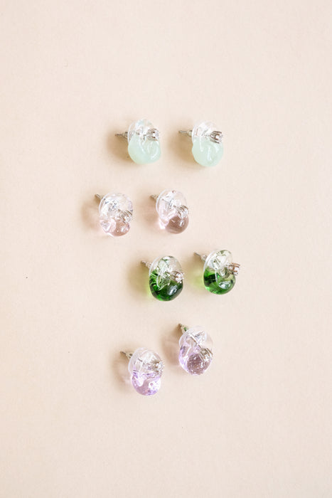 Tiny Waterdrop Earrings - Lilac/Clear