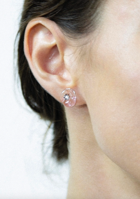 Tiny Waterdrop Earrings - Jade Green/Clear