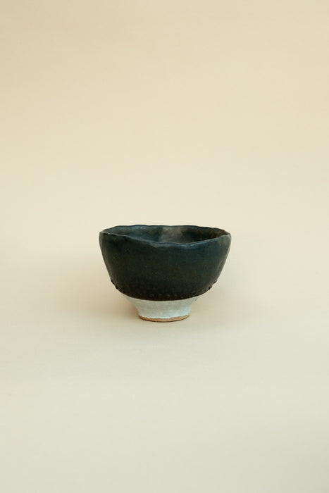 Chawan Matcha Bowl - Textured Black, White 1