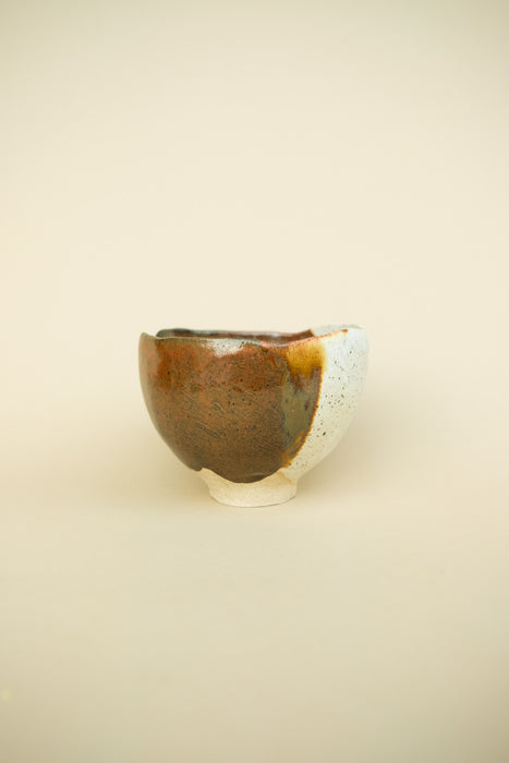 Chawan Matcha Bowl - Speckled White, Rust