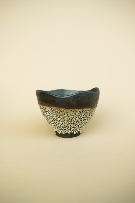 Chawan Matcha Bowl - Textured White, Brown, Black