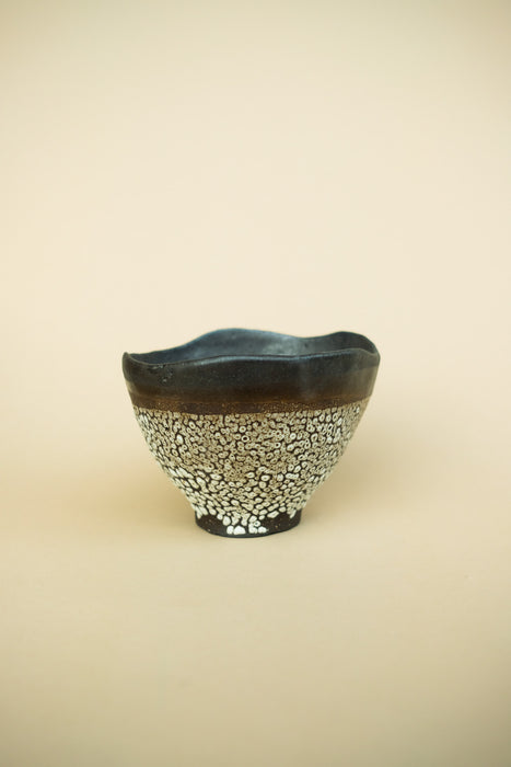 Chawan Matcha Bowl - Textured White, Brown, Black