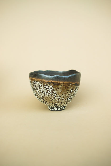 Chawan Matcha Bowl - Speckled White, Brown, Black